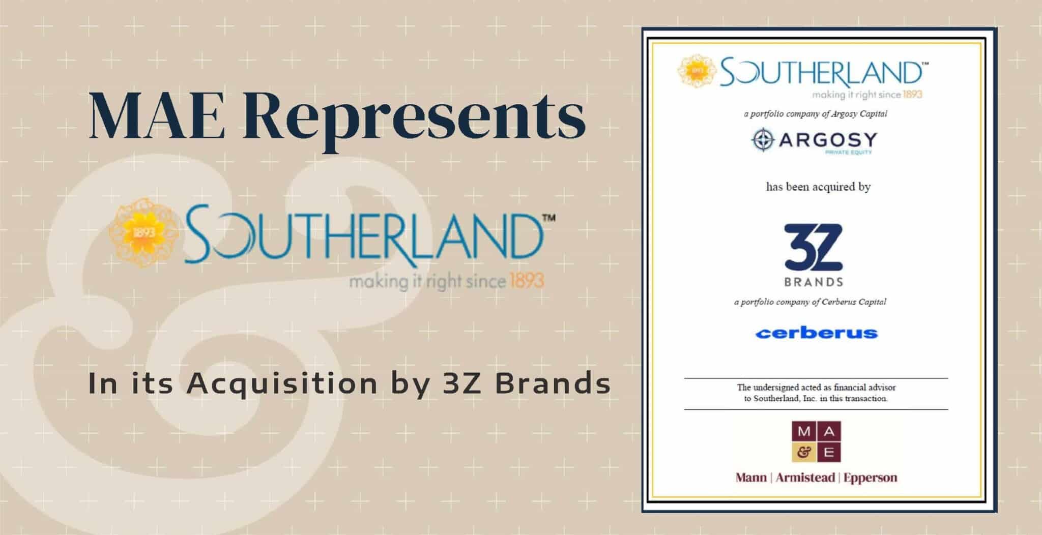 Mann, Armistead & Epperson Represents Southerland in its Acquisition by ...